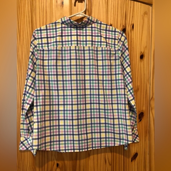 Talbots Petite Pastel Plaid Blouse - Picture 2 of 6